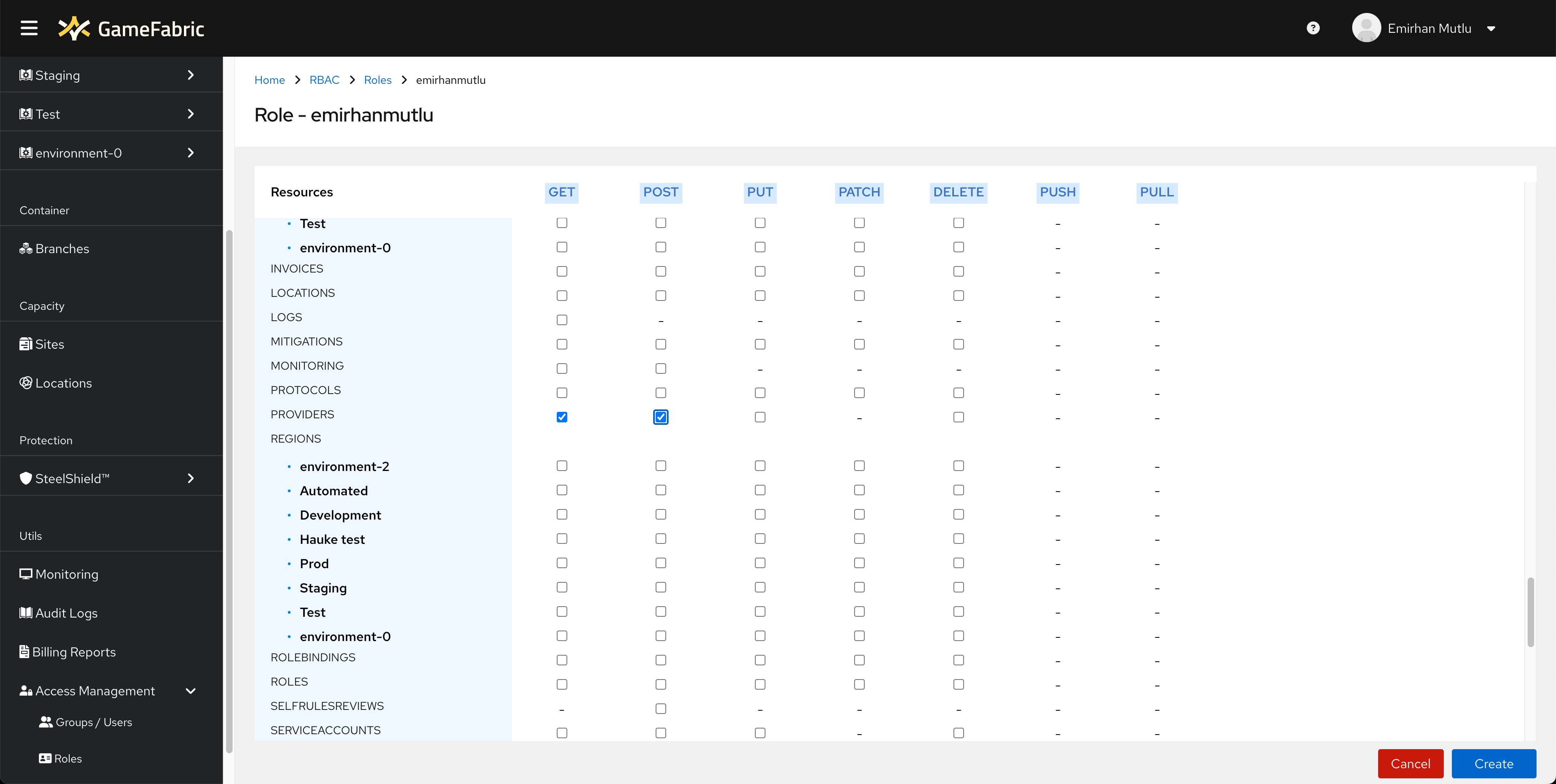 Role Resource Matrix Screenshot