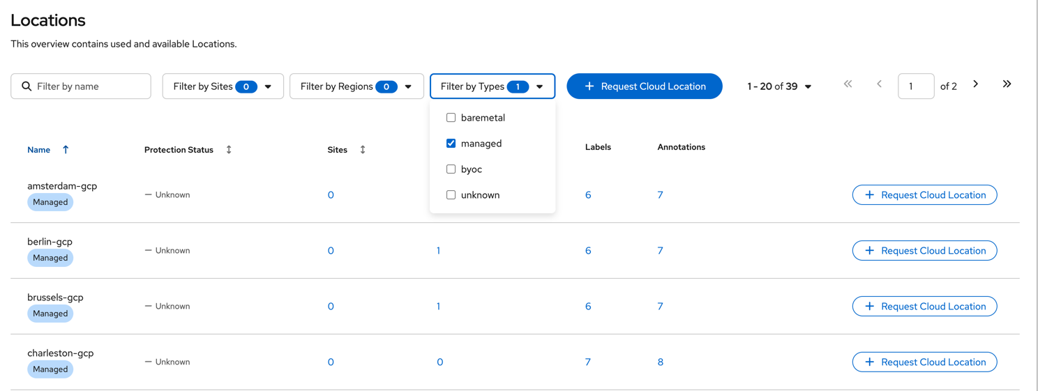 Find Managed Cloud Locations