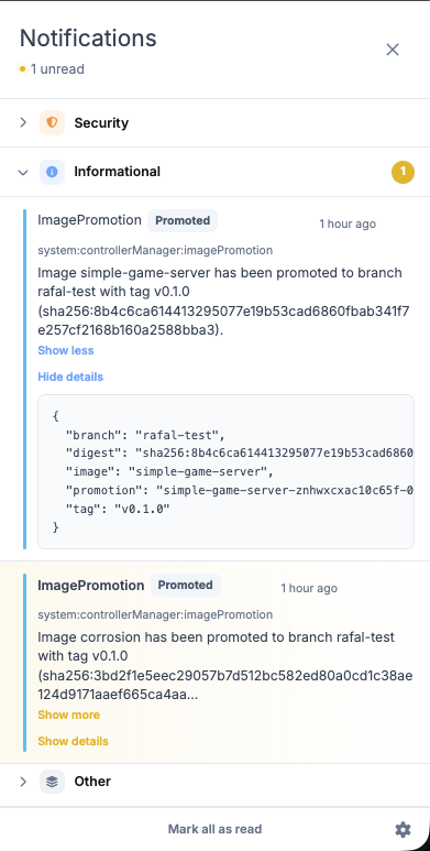 An event with the full message and structured data expanded