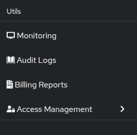 Screenshot of the Monitoring sidebar in the GameFabric interface
